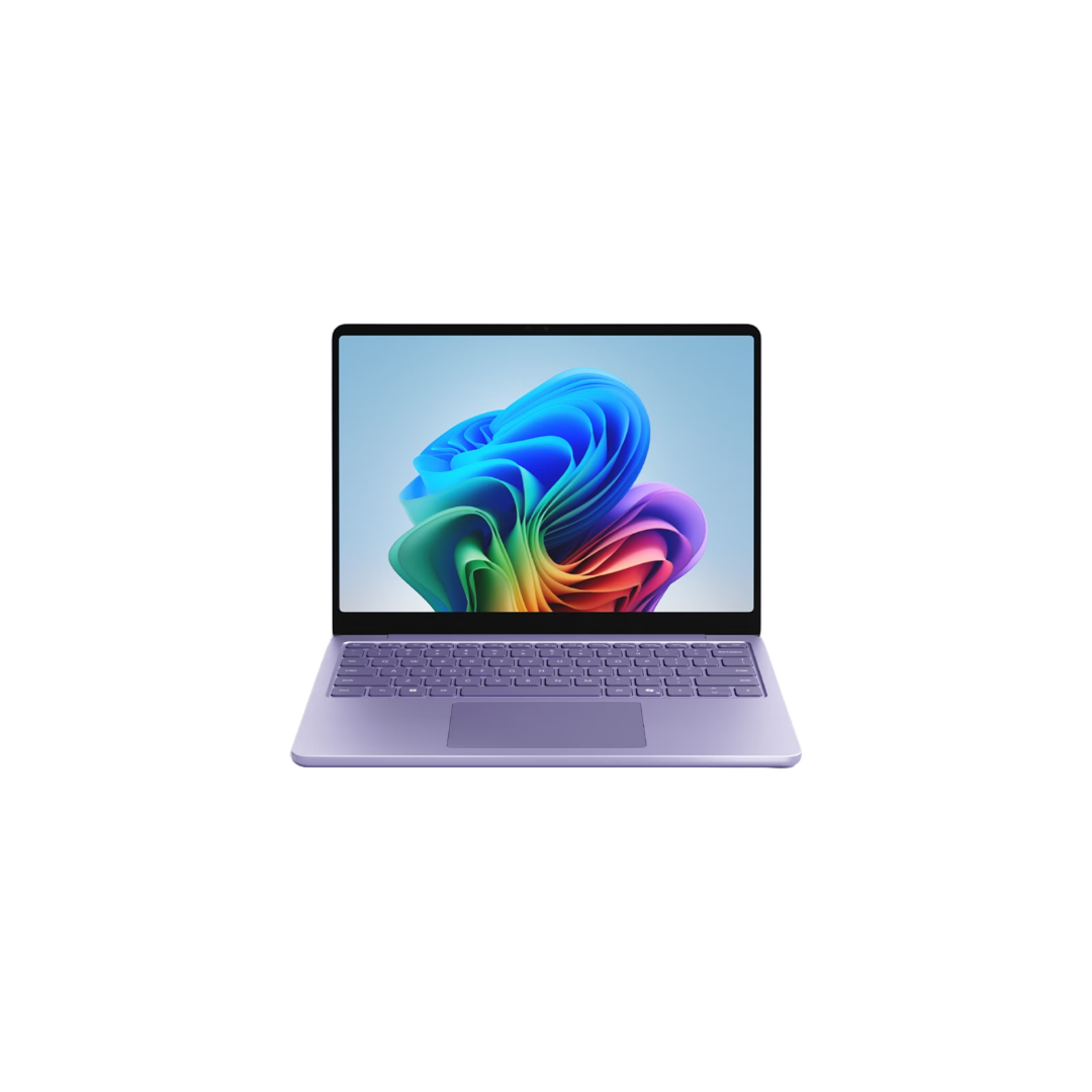 A Windows 11 PC with colorful bloom and Copilot icon on the screen